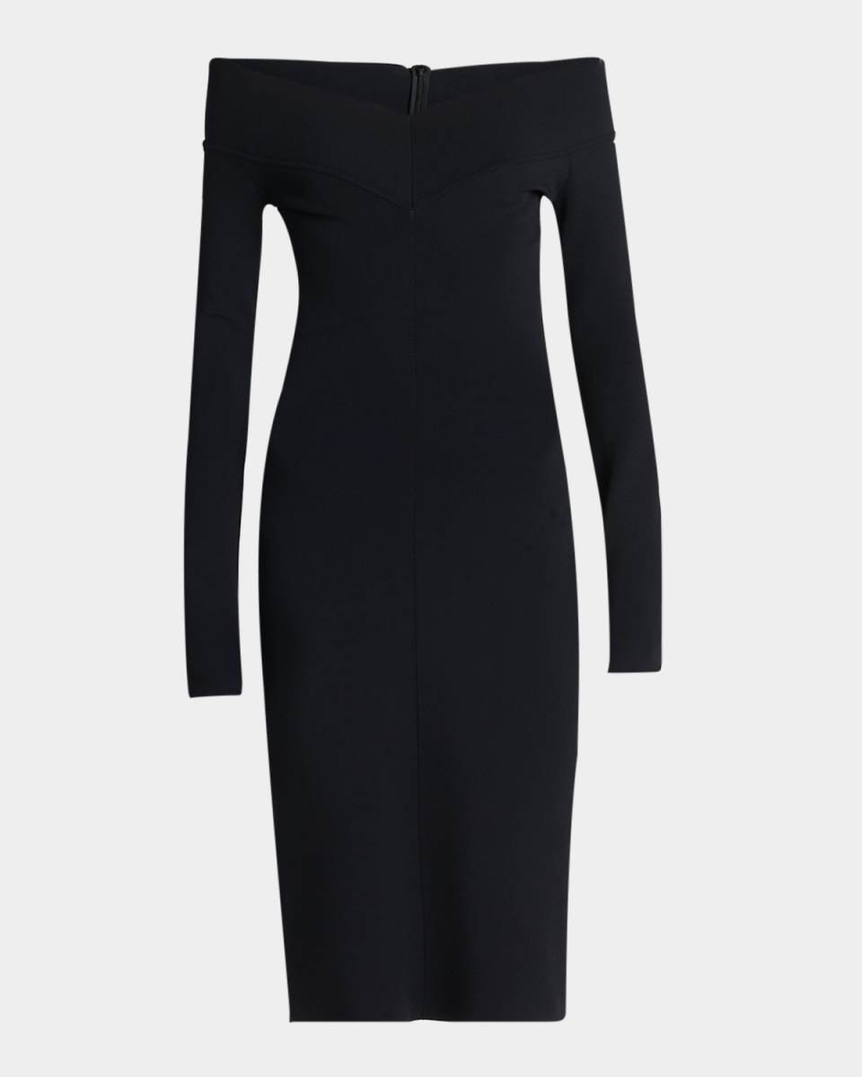 Off-the-Shoulder Compact Knit Midi Dress